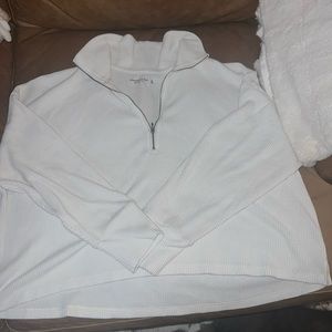 White Abercrombie soft zip up